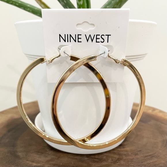 Nine West Jewelry - NWT Nine West large gold hoop earrings